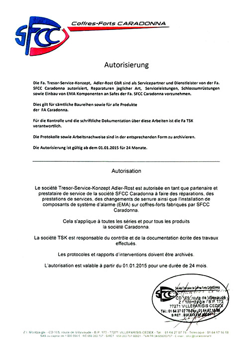 Zertifikat Caradonna 2015